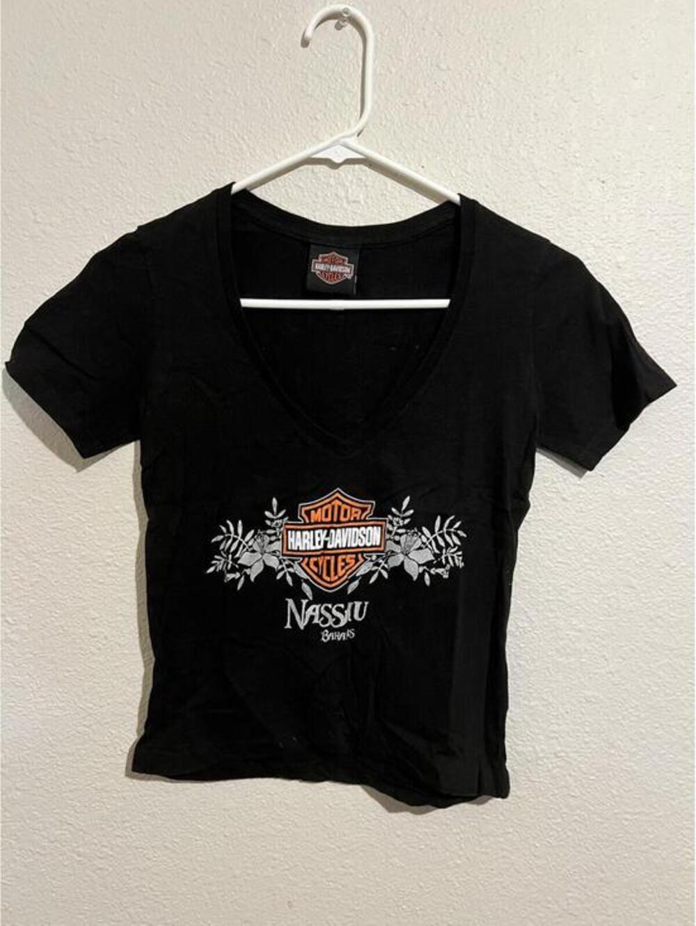 Harley-Davidson‎ Nassau Black V-Neck T-Shirt size Small